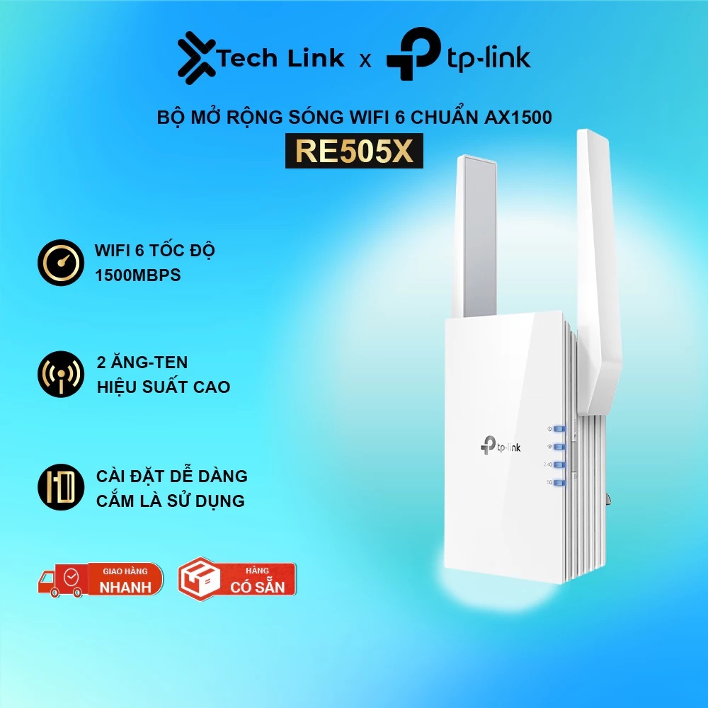 Bộ Mở Rộng Sóng WiFi 6 One Mesh TP-Link RE505X WiFi 6  AX1500 (Full Box) -  Hàng Chính Hãng