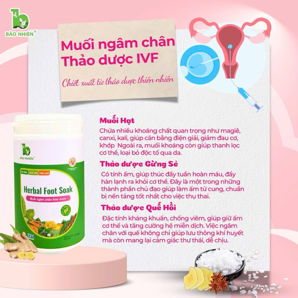Muối Ngâm Chân Thảo Dược IVF Bảo Nhiên 500Gr/hũ Cho phụ nữ BN