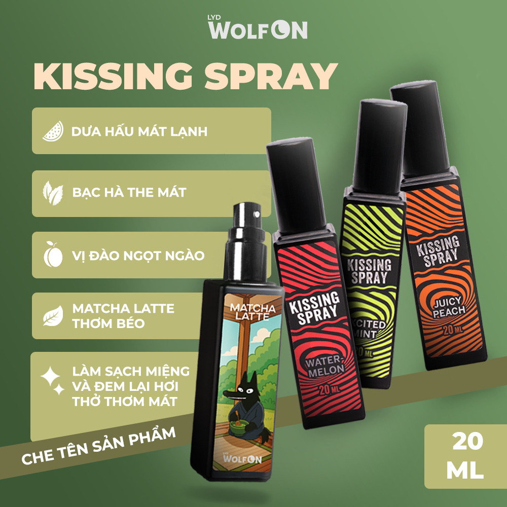 Xịt Thơm Miệng Kissing Spray LYD Wolf ON Hương Trái Cây Bạc Hà Thơm Mát Sảng Khoái Nhỏ Gọn 20ml