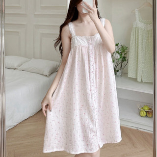 Đầm muslin hoa viền ren vintage nhẹ nhàng - TSN120