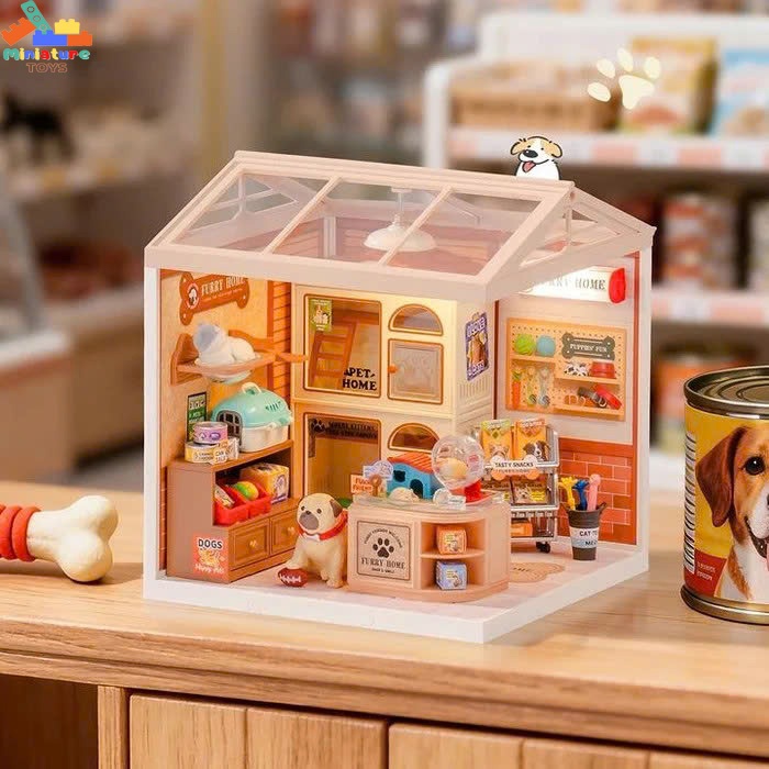 Nhà Búp Bê tự lắp ráp Robotime Rolife DW027 Super Creator FURRY FRIEND HOME có đèn LED