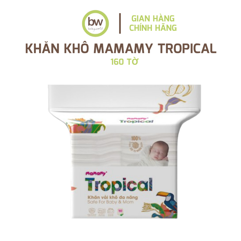 Khăn vải khô đa năng Mamamy Tropical 160 tờ