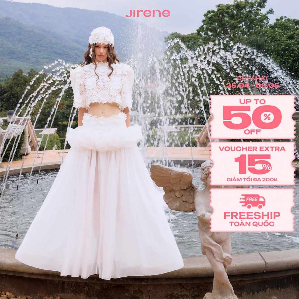 JIRENE - Set áo nữ và chân váy bồng bềnh chất liệu ren cao cấp BLYSS SET