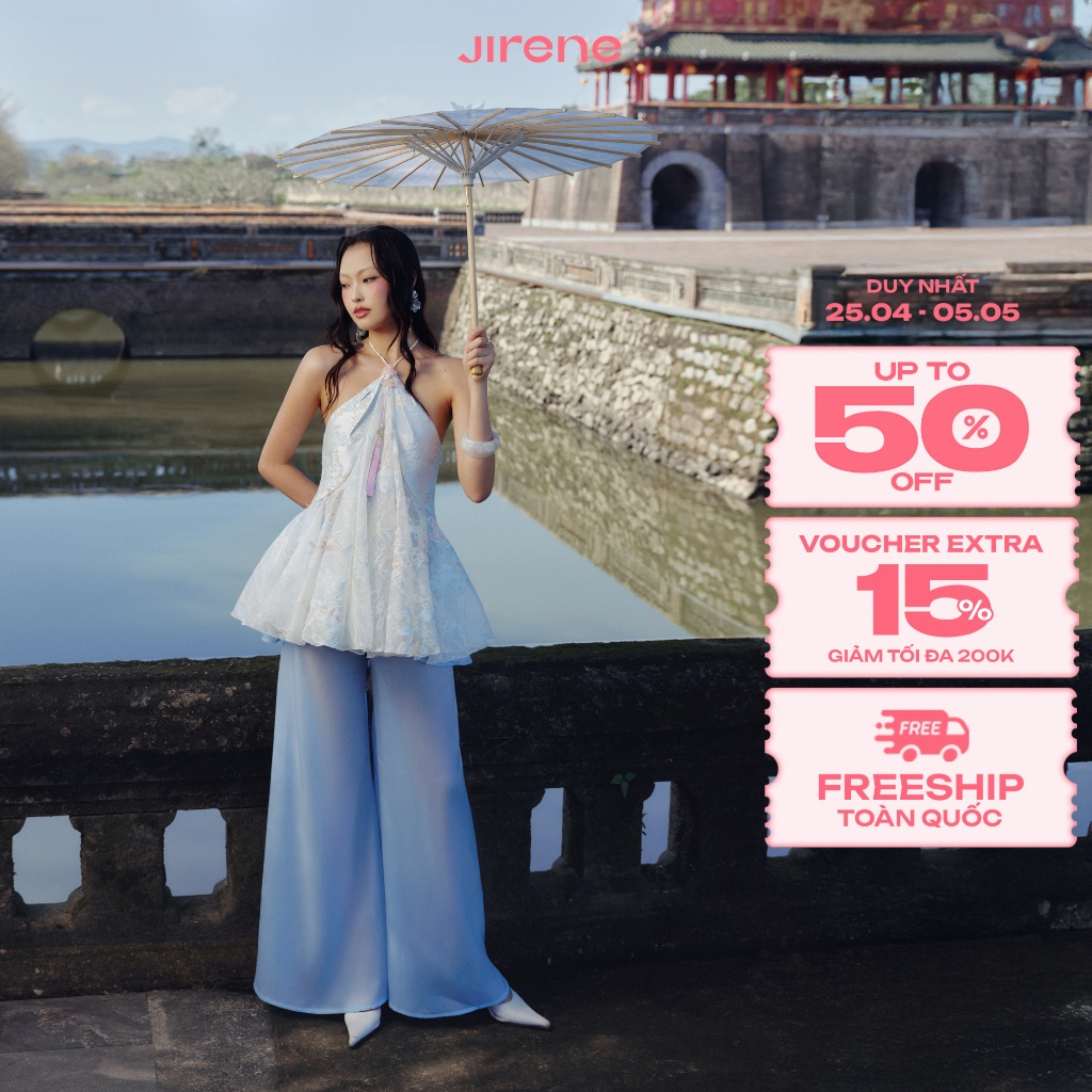 Jirene - Áo kiểu yếm nữ chất liệu ren thêu RINSEI TOP