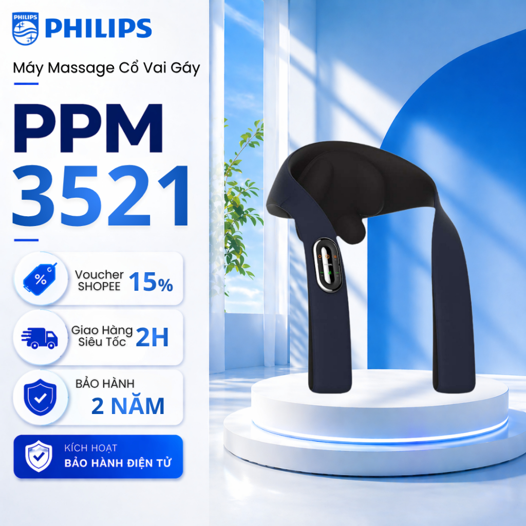 Máy Massage Cổ Vai Gáy PHILIPS 3521 - Không dây tiện dụng - Massage nhiều vị trí