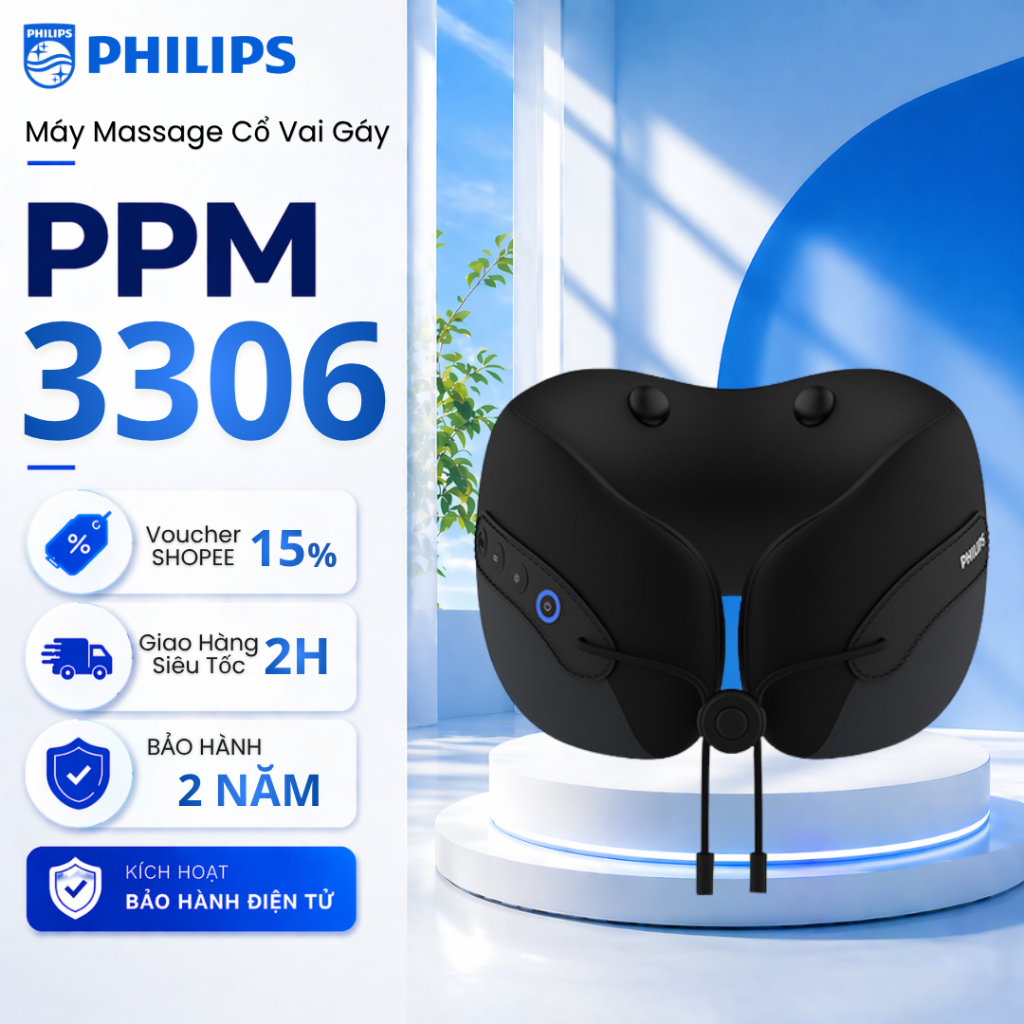Máy Massage Cổ Vai Gáy PHILIPS 3306 - Massage 4 vùng xoa dịu thư giãn