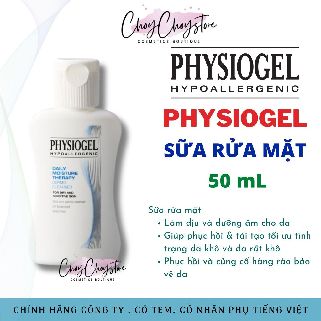 PHYSIOGEL Daily Moisture Therapy Dermo Cleanser 50ml Sữa Rửa Mặt Dịu Nhẹ Cho Da Khô & Nhạy Cảm