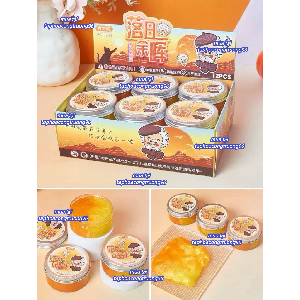 Hộp 12 hũ slime ông già, slime dẻo nhũ óng ánh siêu hót đồ chơi cho bé
