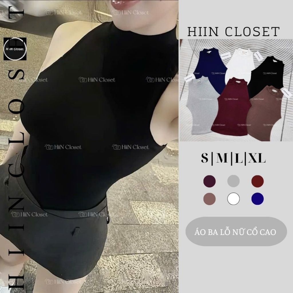 Áo ba lỗ trơn cổ cao 3cm chất liệu zip co giãn mềm mịn - fom ôm body cực tôn dáng HiiNCloset -161 | BigBuy360 - bigbuy360.vn