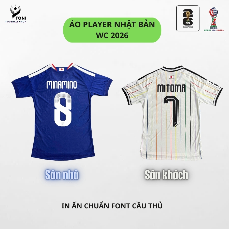 [PLAYER, CHỈ ÁO] Áo Bóng Đá ĐT Nhật Bản WC 2026 in MINAMINO SỐ 8 - Vải Thái Dệt Thoáng Mát - TONI SP