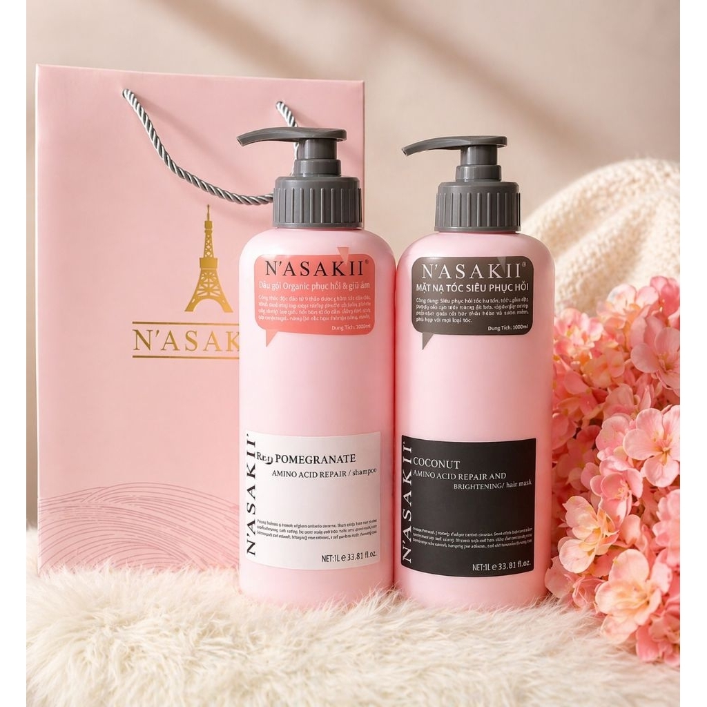 (Chính Hãng) CẶP DẦU GỘI XẢ NASAKII 1000ML lưu hương mềm tóc suôn mượt