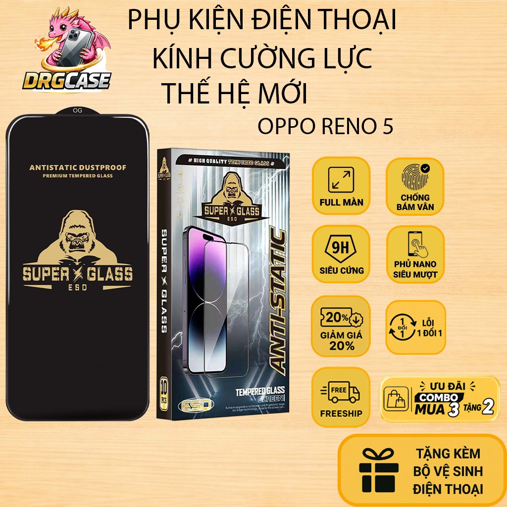 Cường lực Oppo Reno5, Reno 5 5G Dragoncase full màn | Miếng kính dán bảo vệ màn hình cho Oppo