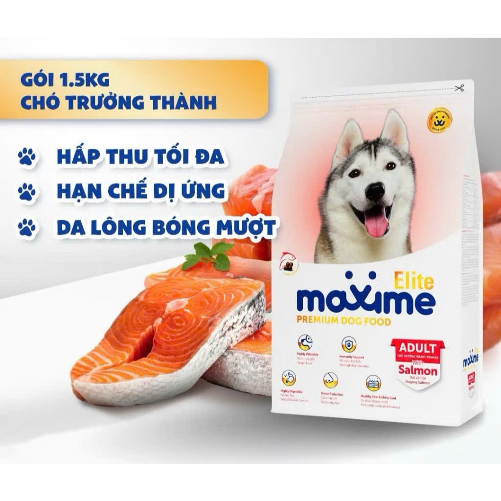 Thức Ăn Maxime Elite Cho Chó Lớn Vị Cá Hồi 1,5kg