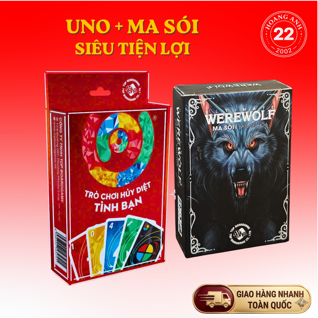 Combo Ma sói 55 + UNO 110 lá cơ bản