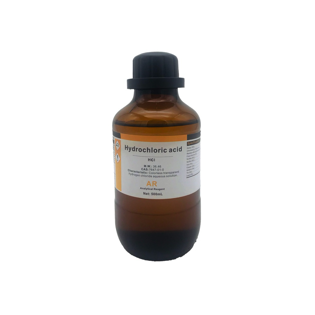 Hóa chất Axit Clohydric HCl tinh khiết (36-38%) - Xilong - Chai 500ml - Hàng thí nghiệm AR