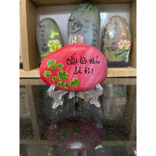Tranh đá cuội Cười lên nhé bé ơi tặng kèm đế trưng bày