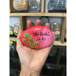Tranh đá cuội Cười lên nhé bé ơi tặng kèm đế trưng bày