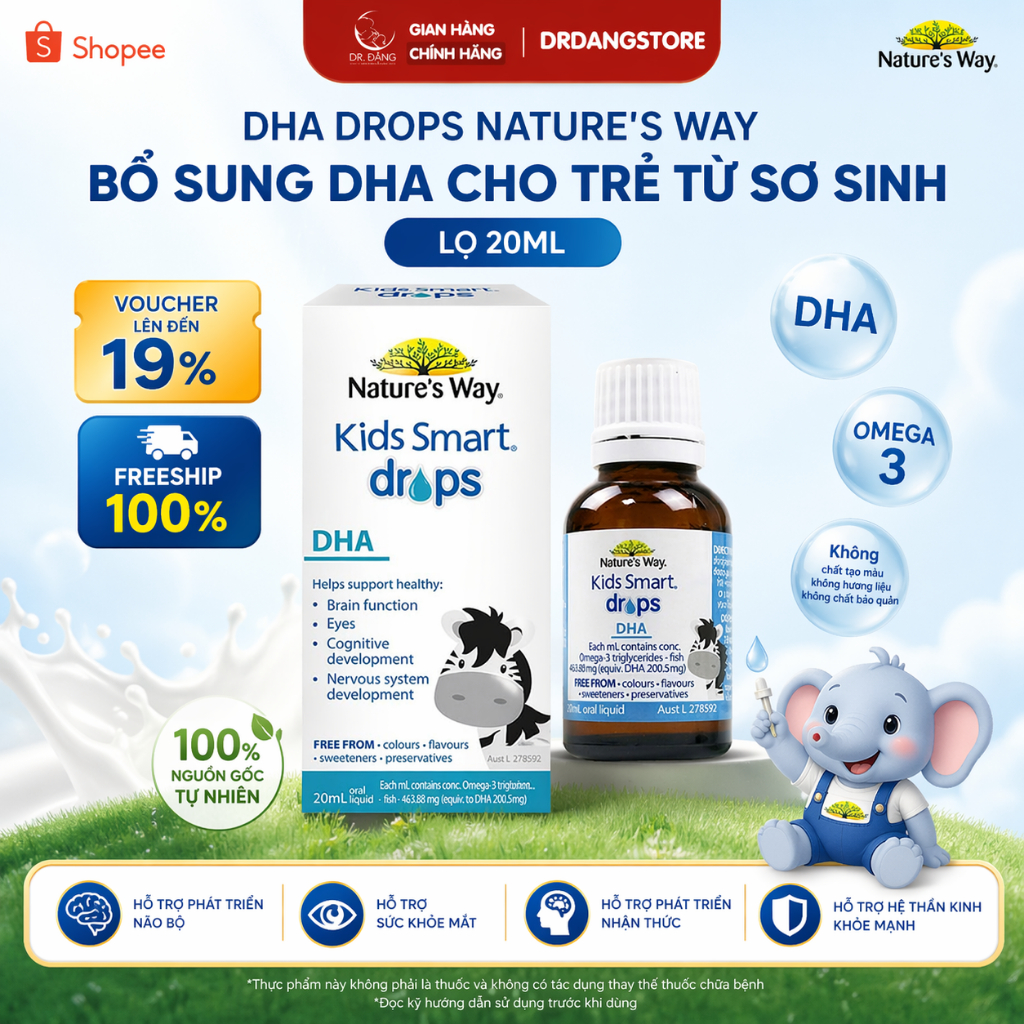 [Bác sĩ Đăng] DHA drops Nature's way bổ sung DHA cho trẻ từ sơ sinh - Lọ 20ml