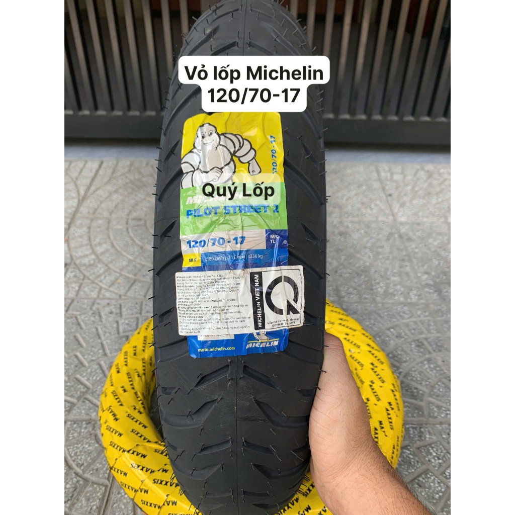 Vỏ lốp MICHELIN Pilot Street 2 size 120/70-17 gắn cho Winner, Exciter 150, 155VVA. Vỏ không ruột