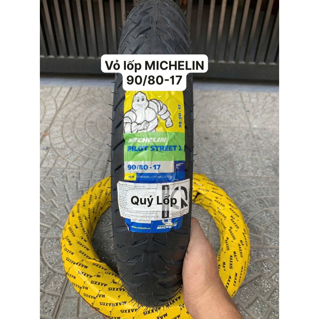 Vỏ lốp MICHELIN Pilot Street 2 size 90/80-17 gắn cho Winner, Exciter 150, 155VVA. Vỏ không ruột