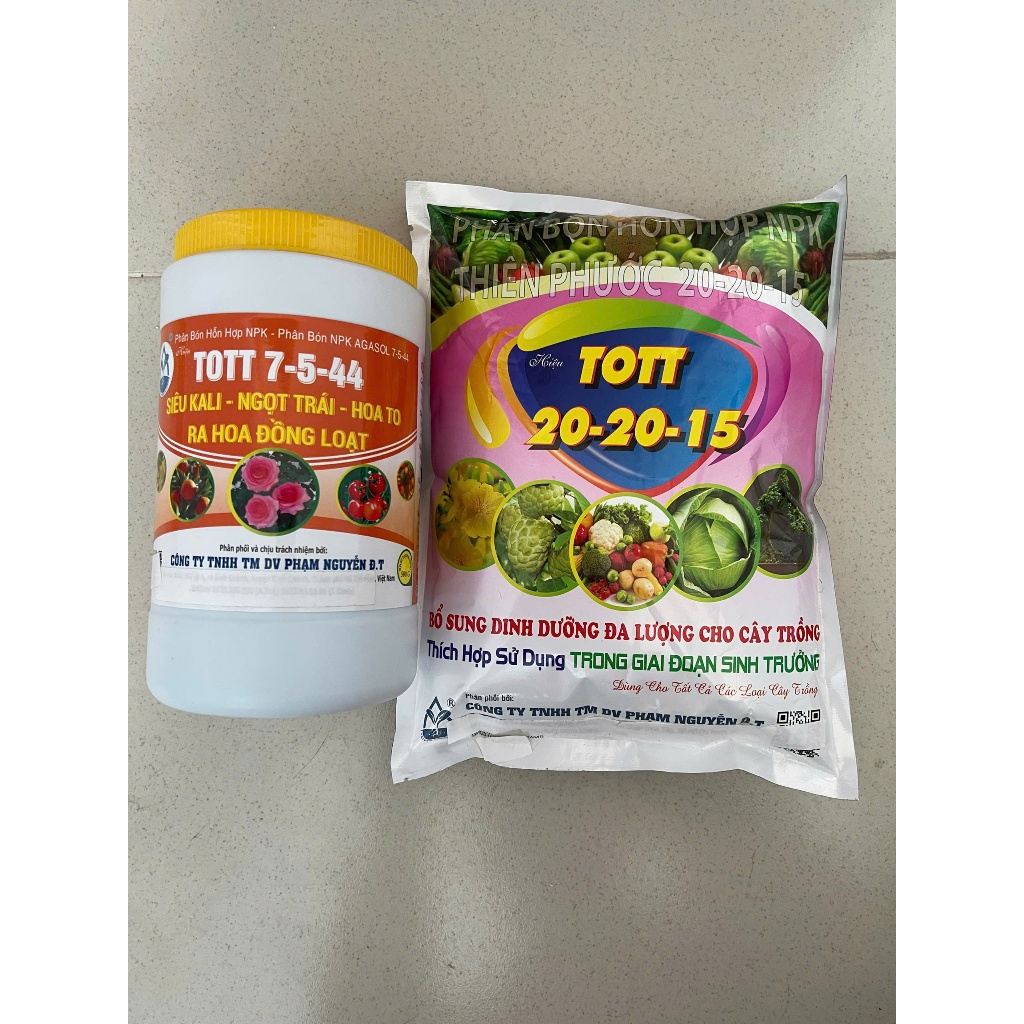 Combo Siêu Kali 7-5-44 500g + Phân TOTT 20-20-15 1kg