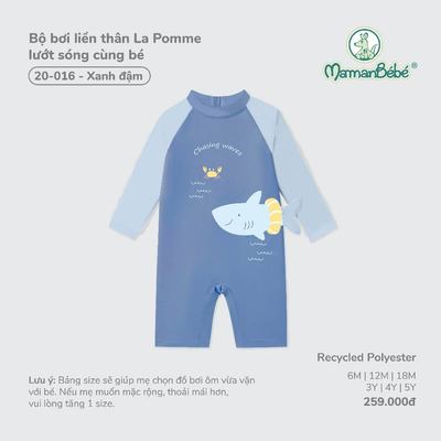Bộ bơi liền thân La Pomme lướt sóng cùng bé - Chất liệu Recycled Polyester mềm nhẹ, nhanh khô – Bé trai - 6M - 5Y