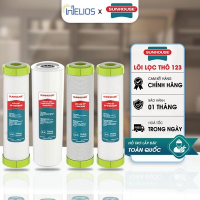 [HOẢ TỐC] Bộ 3 Lõi Lọc Thô 1 2 3 Sunhouse Dùng Cho Máy Lọc Nước RO Có 3 Cốc Lọc 10 Inch Chính Hãng