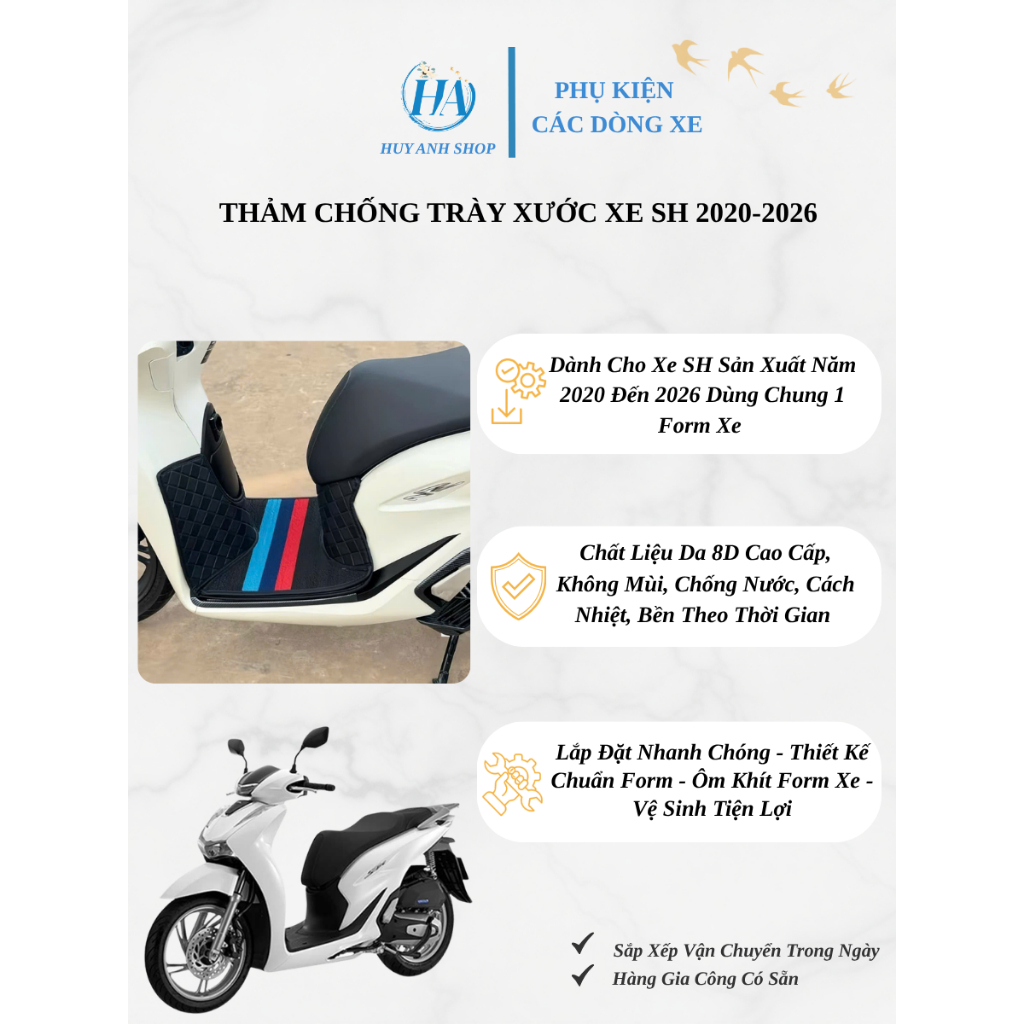 Thảm Chống Trầy Xước Xe SH 2020-2026 Bản 125i-150i-160i. Tặng Kèm Lót Chân Theo Xe