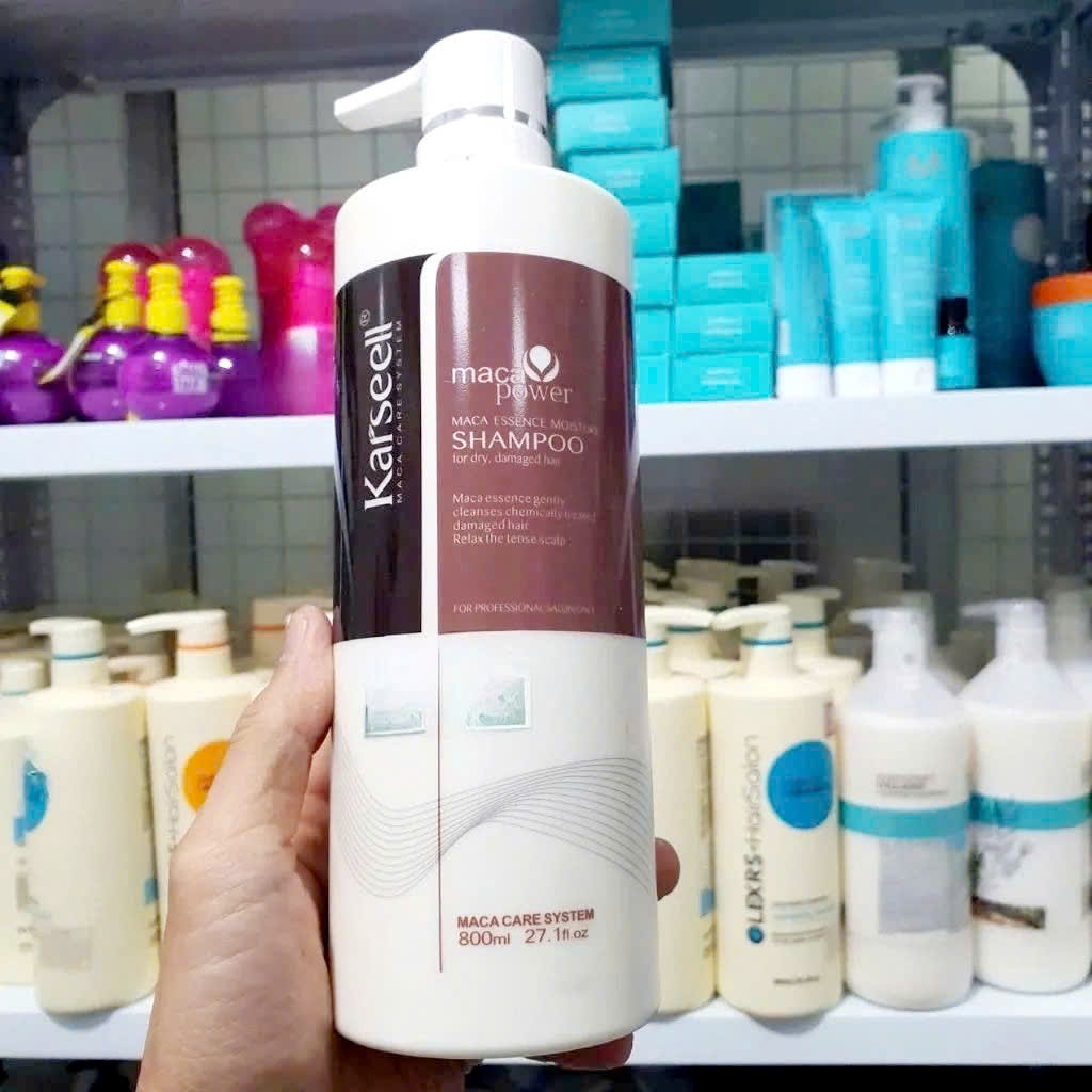Dầu gội collagen karseell maca phục hồi tóc hư tổn khô sơ kiềm dầu sạch gàu 800ml CHC 8X
