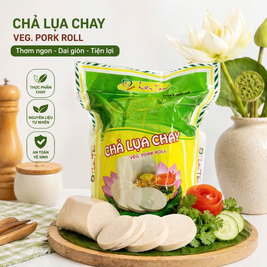 Chả lụa chay Liên Tâm 500g - Chả lụa chay thơm ngon tiện lợi