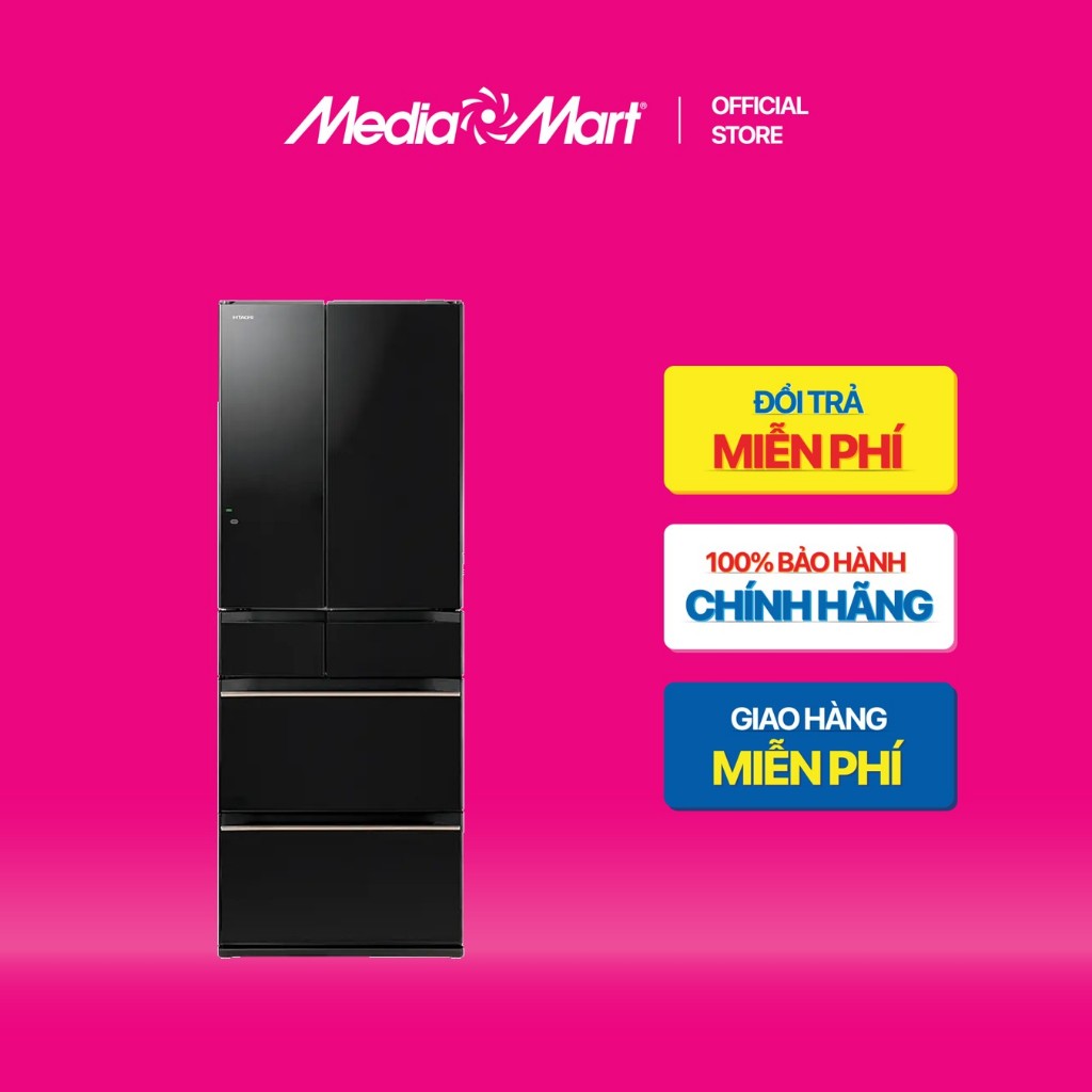 [ Mediamart Mall ] Tủ lạnh Hitachi 6 cửa Inverter 617 Lít Multi Door R-HW620RV XK BH chính hãng,Ship