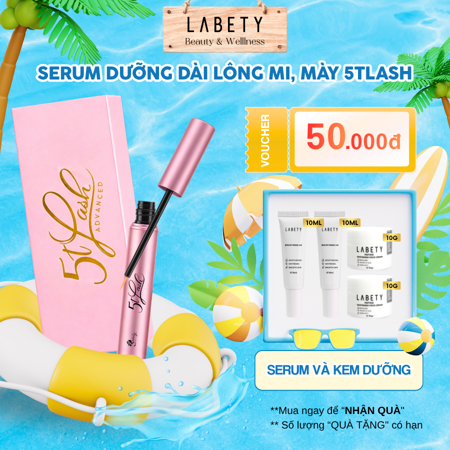 Serum Dưỡng Mi 5T LASH Giúp Dưỡng Mi Dài Dày, Cong Tự Nhiên, Giảm Rụng Cho Lông Mi Yếu Thưa Mỏng Giú