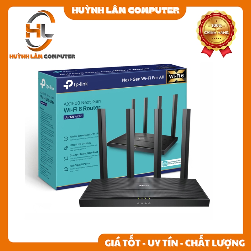 Bộ phát wifi TP-Link Archer AX12 AX1500 Wi-Fi 6 Router - Chính Hãng