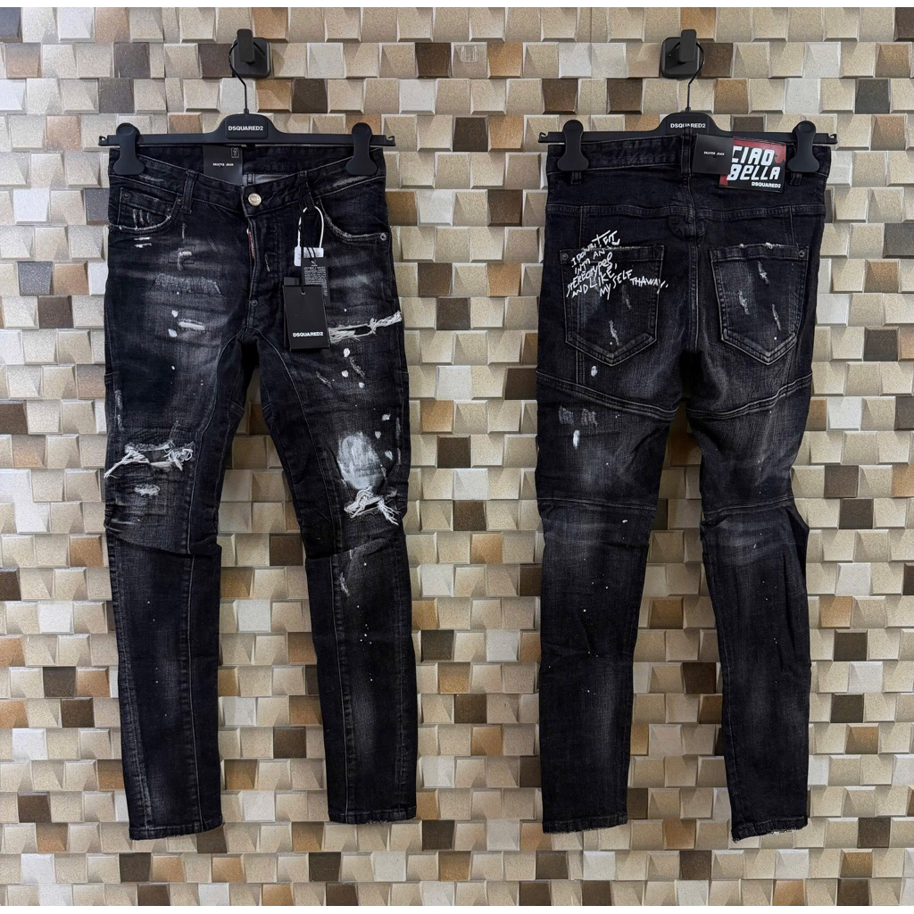 Quần jean nam DSQ xám fom biker hàng Quảng Châu