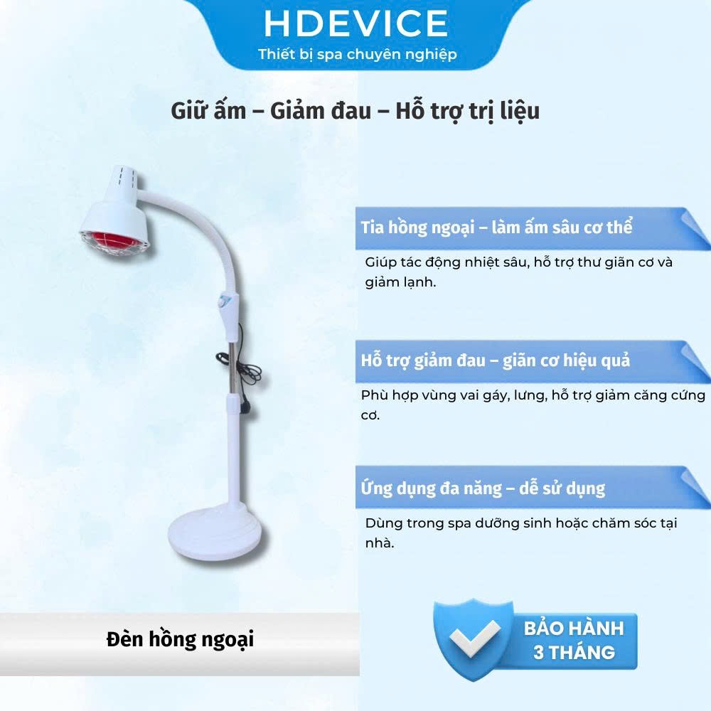 [Chính Hãng Hdevice] Đèn Hồng Ngoại Chân Cao 250W Cổ Ngỗng 360° — Hỗ Trợ Trị Liệu Vật Lý