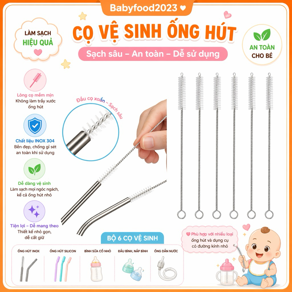 Cọ Vệ Sinh Ống Hút Bình Sữa.
