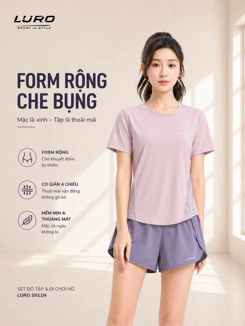 S911N — Set Đồ Tập Nữ Quần Váy Có Túi