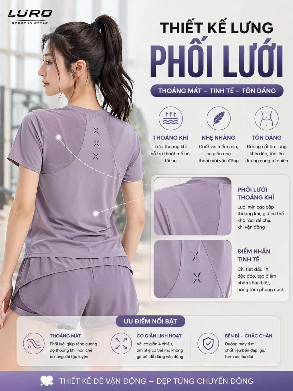 S911N — Set Đồ Tập Nữ Quần Váy Có Túi 5
