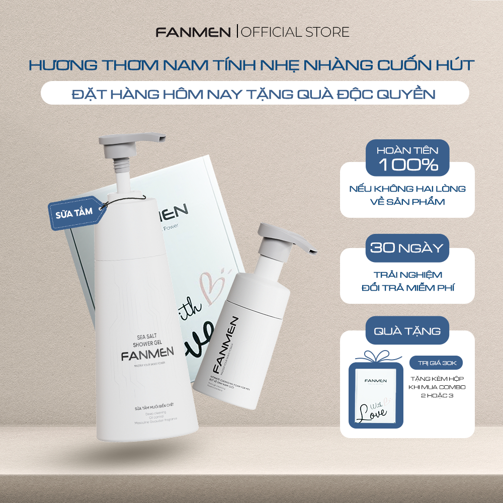 [COMBO QUÀ TẶNG CHO NAM] Combo Sữa Tắm Và Bọt Vệ Sinh Nam Fanmen Bộ Quà Tặng Nam Tinh Tế Box With Lo