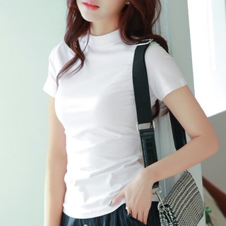 Áo Thun Cổ Cao Basic Cao Cấp 100% Cotton Fashion TKV 2 Màu Đen Trắng Phong Cách Hàn Quốc