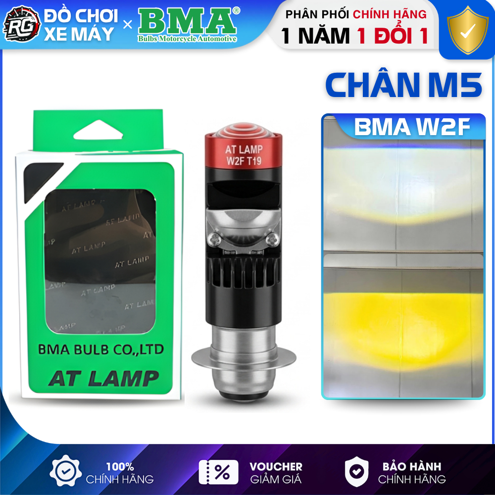 Đèn Led BMA W2F AT LAMP Chân M5/T19, Đèn Pha Led Lắp Dream Wave cũ, Cub,..