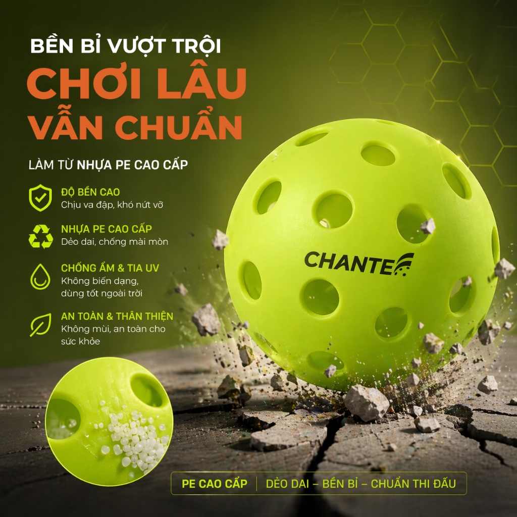 Bóng Pickleball Chante 4X Chính Hãng, Chuẩn Thi Đấu. Độ Bền Vượt Trội