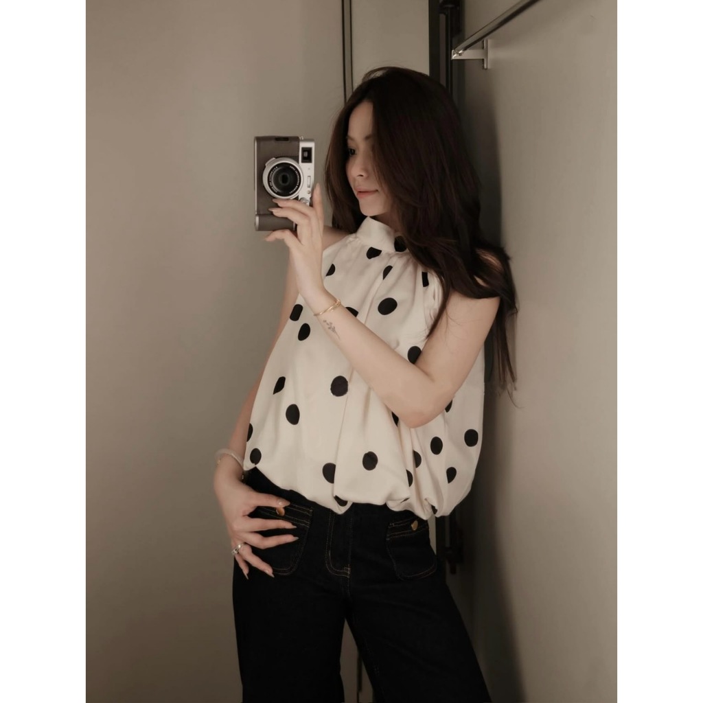 ÁO CỔ YẾM DÁNG BÍ BỒNG HỌA TIẾT CHẤM BI SIÊU HOT STYLE ULZZANG HÀN QUỐC - DÀNH CHO NỮ | BigBuy360 - bigbuy360.vn