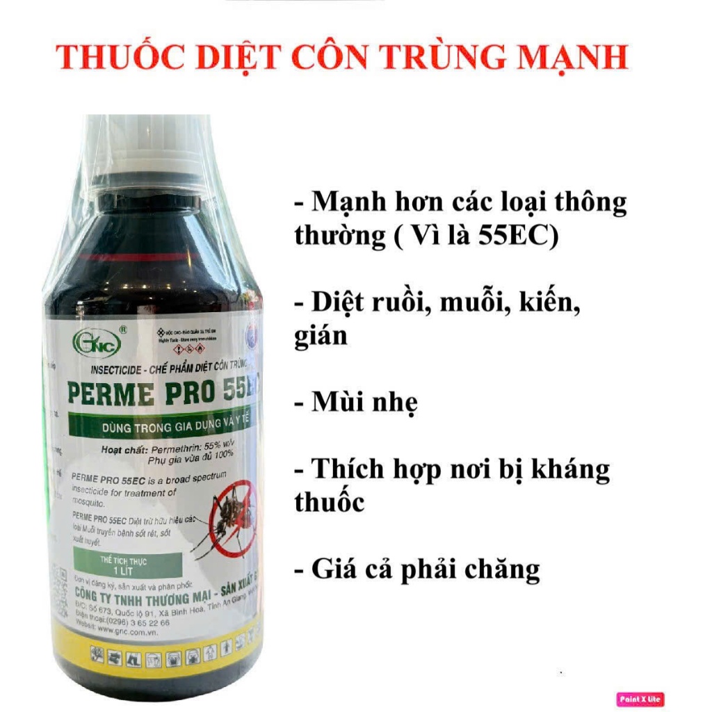 (Chống kháng thuốc) Thuốc diệt muỗi, ruồi, côn trùng... PERME PRO 55EC chai 1 lít