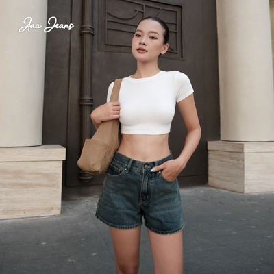 Aaa Jeans - Quần Sooc Jean Nữ Lưng Vừa Classic Cut Màu Holiday Blue