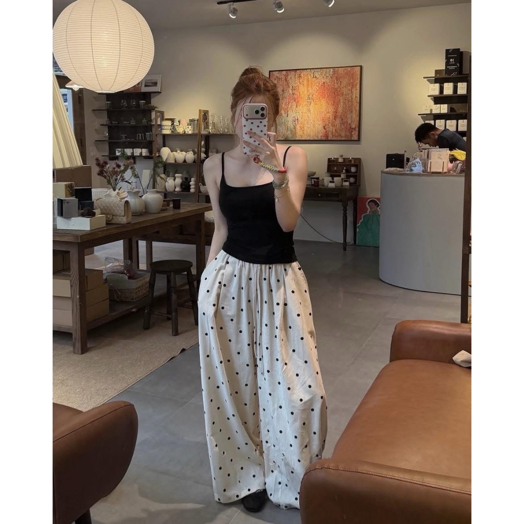 QUẦN LINEN CHẤM BI ỐNG SUÔNG SIÊU HOT QUẦN ỐNG SUÔNG CHẤM BI LINEN - DÀNH CHO NỮ | BigBuy360 - bigbuy360.vn