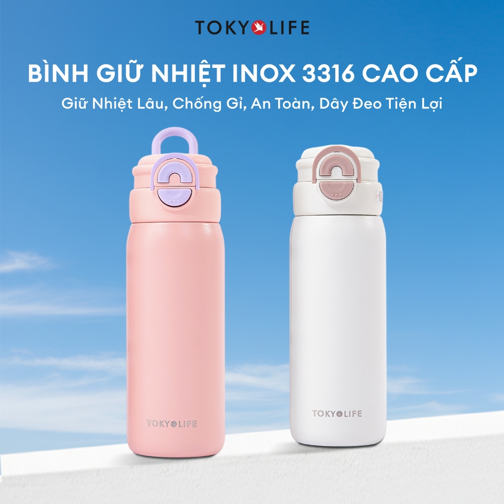 Bình, cốc giữ nhiệt inox 316 an toàn 580ML TOKYOLIFE chống gỉ cao cấp, giữ nhiệt lâu, dễ cầm tay