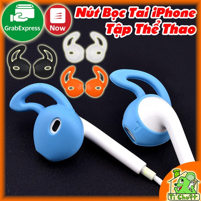 [1 CẶP] Nút Cao Su Bọc Tai Nghe Dây cho iPhone kiểu Earpods Có Sừng Móc Cố Định Vành Chống Rơi khi T