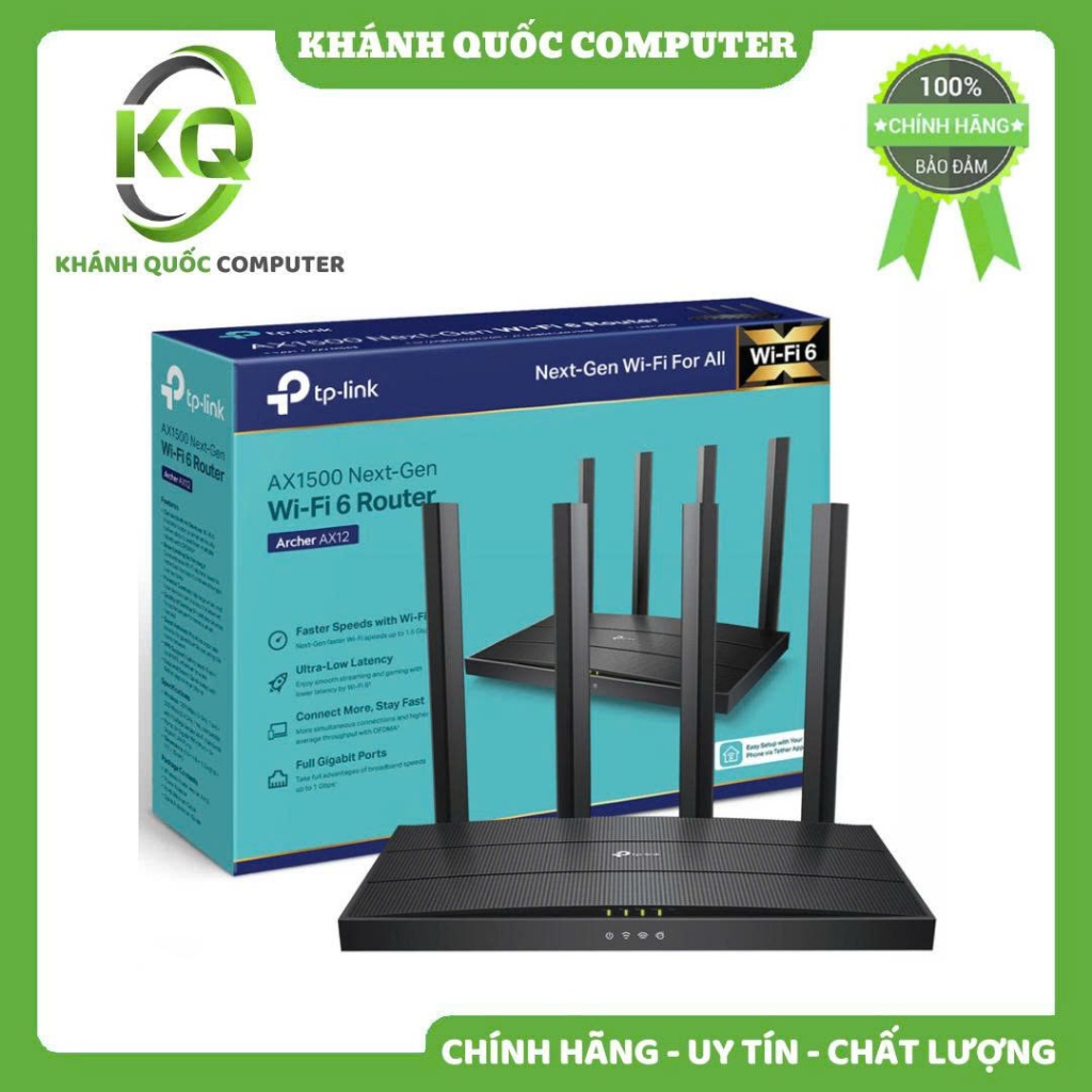 Bộ Định Tuyến TPLink Archer AX12 AX1500 Wi-Fi 6 Router - Chính hãng phân phối