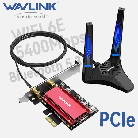 Thẻ Mạng PCIe WiFi 6E Wavlink AX210 5400Mbps 3 Băng Tần Bluetooth 5.3  Cho Win 10/11 Linux PC